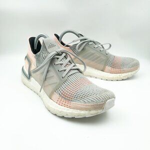 ADIDAS Ultra Boost 19 Gray Pink Athletic Running Trainers Sneakers Womens 9.5
